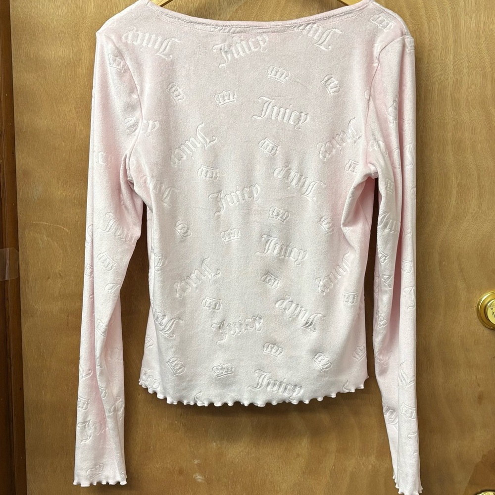 Juicy Couture velour, light pink pajama top with small rhinestones , XL - Picture 2 of 9